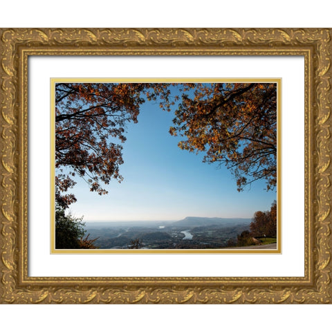 Signal View Fall Gold Ornate Wood Framed Art Print with Double Matting by Lee, Rachel
