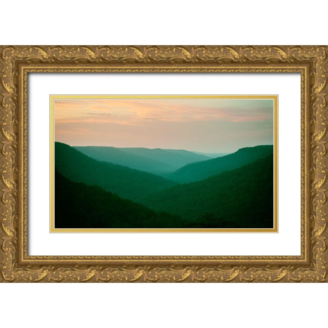 Smokies Twilight Gold Ornate Wood Framed Art Print with Double Matting by Lee, Rachel
