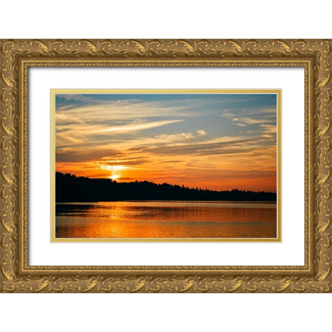 Sunset Lake 1 Gold Ornate Wood Framed Art Print with Double Matting by Lee, Rachel