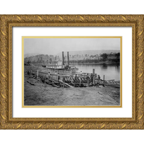 Transport Steamer Building 1864 Gold Ornate Wood Framed Art Print with Double Matting by Lee, Rachel