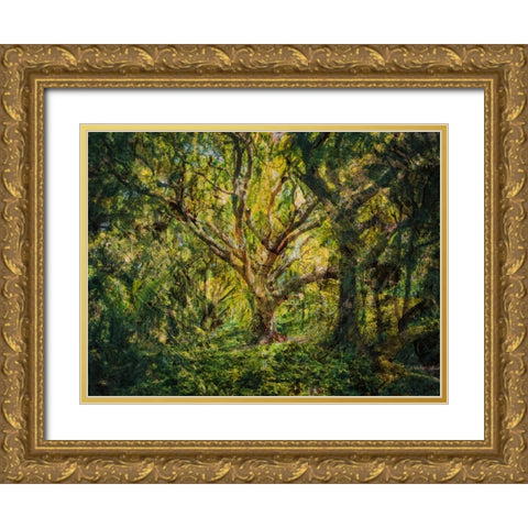 Trees 53 Painted Gold Ornate Wood Framed Art Print with Double Matting by Lee, Rachel