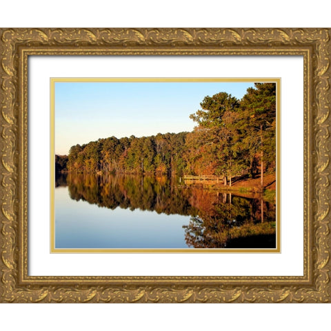 Trees And Water 9 Gold Ornate Wood Framed Art Print with Double Matting by Lee, Rachel