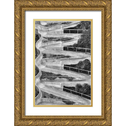 Walk My Way BW Gold Ornate Wood Framed Art Print with Double Matting by Lee, Rachel