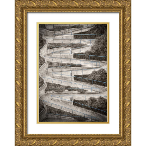 Walk My Way Natural Gold Ornate Wood Framed Art Print with Double Matting by Lee, Rachel