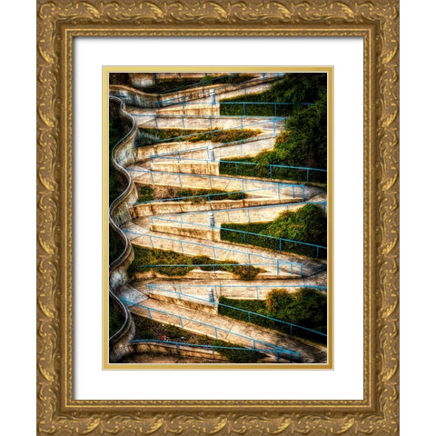 Walk My Way Saturation Vignette Gold Ornate Wood Framed Art Print with Double Matting by Lee, Rachel