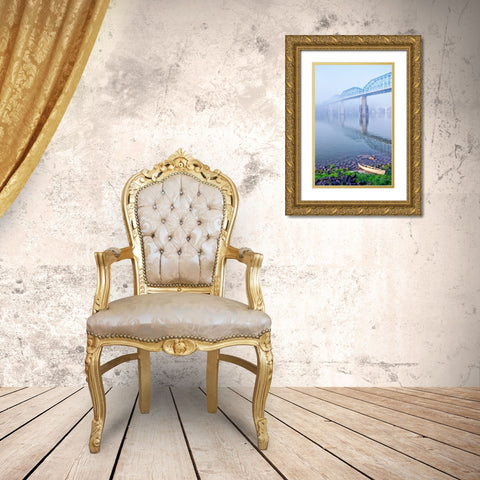 Walnut and Canoe Gold Ornate Wood Framed Art Print with Double Matting by Lee, Rachel
