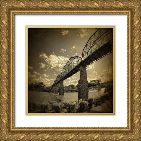 Walnut Left Grunge Gold Ornate Wood Framed Art Print with Double Matting by Lee, Rachel