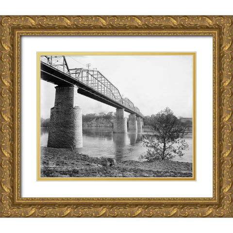 Walnut Street Bridge 1907 Gold Ornate Wood Framed Art Print with Double Matting by Lee, Rachel