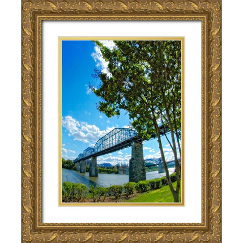 Walnut Verticle with Tree Gold Ornate Wood Framed Art Print with Double Matting by Lee, Rachel