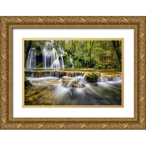 Waterfall 17 Gold Ornate Wood Framed Art Print with Double Matting by Lee, Rachel