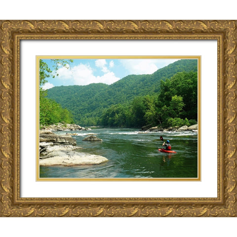 Whitewater Raft Gold Ornate Wood Framed Art Print with Double Matting by Lee, Rachel