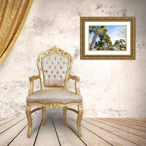 Palm Walk Gold Ornate Wood Framed Art Print with Double Matting by Malone, Will