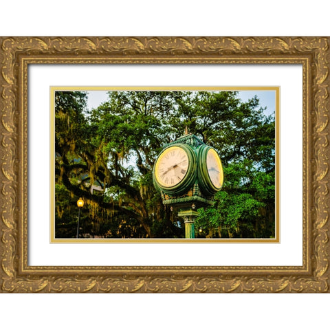 Chain of Parks Clock Gold Ornate Wood Framed Art Print with Double Matting by Malone, Will