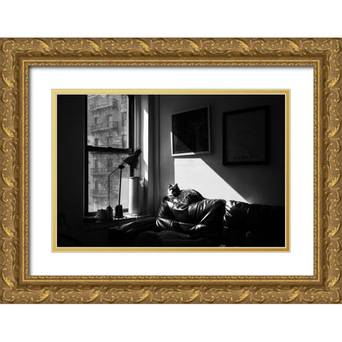 City Cat Gold Ornate Wood Framed Art Print with Double Matting by Malone, Will