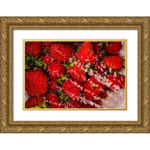 Strawberry Bath Gold Ornate Wood Framed Art Print with Double Matting by Malone, Will