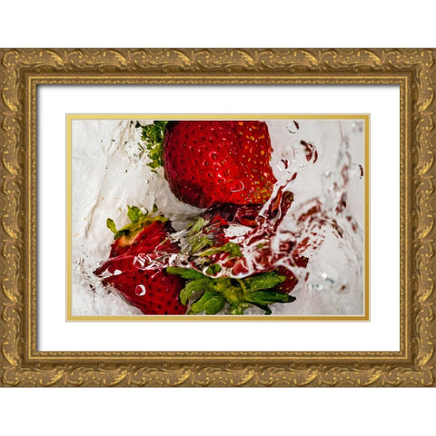 Strawberry Dance Gold Ornate Wood Framed Art Print with Double Matting by Malone, Will