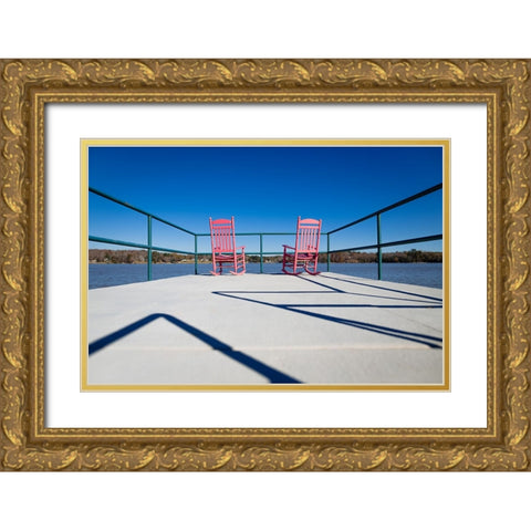 Pink Chairs Gold Ornate Wood Framed Art Print with Double Matting by Malone, Will