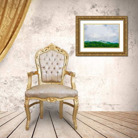 Mountain Top Green Gold Ornate Wood Framed Art Print with Double Matting by Malone, Will