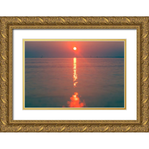 The Red Sun Gold Ornate Wood Framed Art Print with Double Matting by Malone, Will