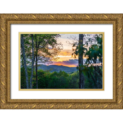 Cashiers Sunset Gold Ornate Wood Framed Art Print with Double Matting by Malone, Will