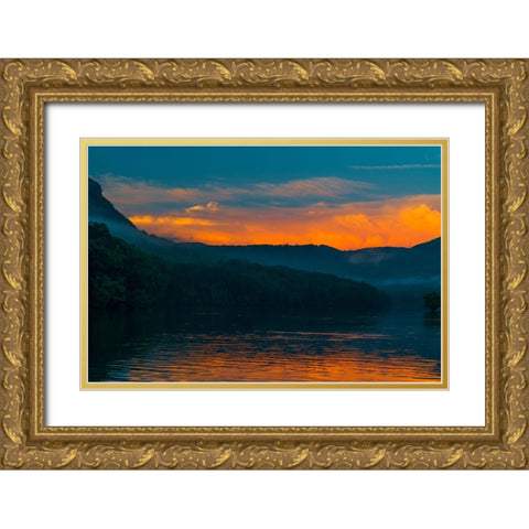 Fire in the Sky Gold Ornate Wood Framed Art Print with Double Matting by Malone, Will