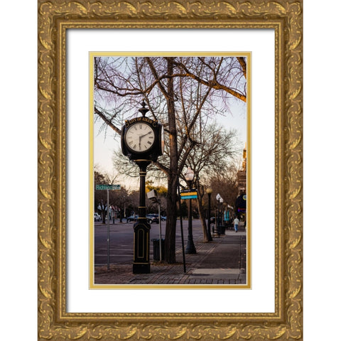 Aiken Clock Gold Ornate Wood Framed Art Print with Double Matting by Malone, Will