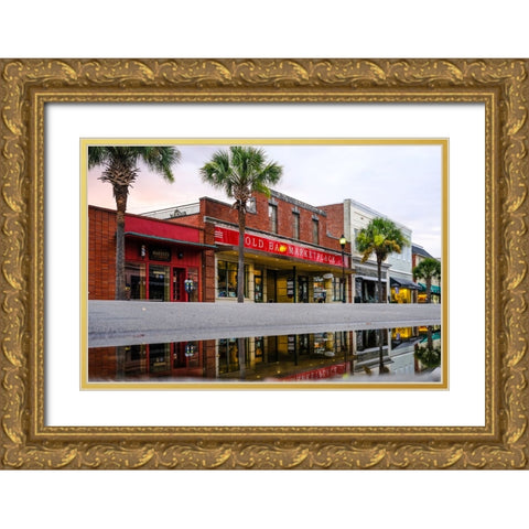 Downtown Beaufort Morning Gold Ornate Wood Framed Art Print with Double Matting by Malone, Will