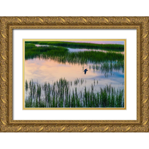Morning Marsh 3 Gold Ornate Wood Framed Art Print with Double Matting by Malone, Will