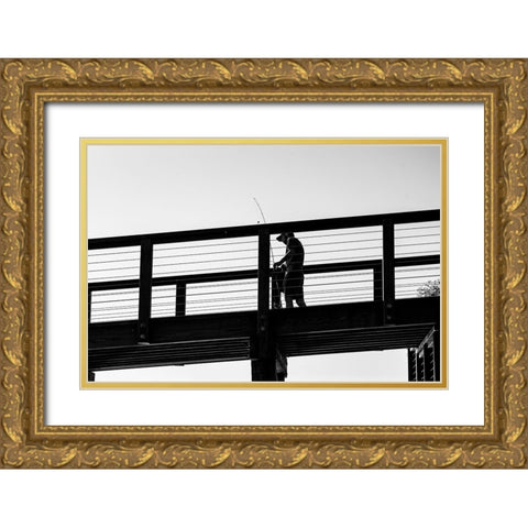 Fishin 2 Gold Ornate Wood Framed Art Print with Double Matting by Malone, Will