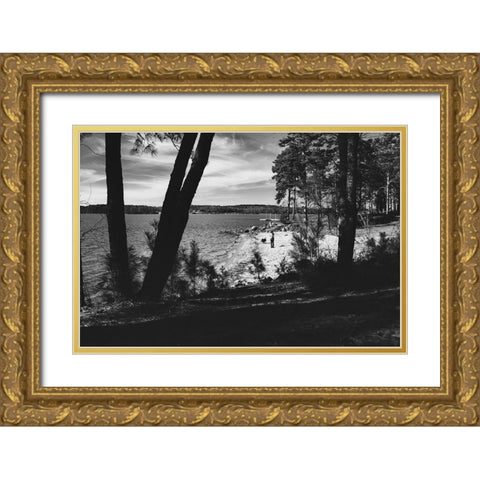 Fun Lake Beach Day Gold Ornate Wood Framed Art Print with Double Matting by Malone, Will