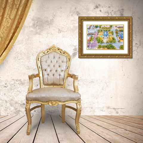 Courthouse 9 Gold Ornate Wood Framed Art Print with Double Matting by Malone, Will