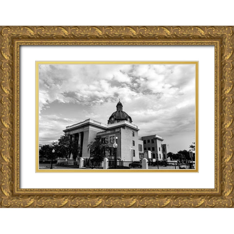 Courthouse BW Gold Ornate Wood Framed Art Print with Double Matting by Malone, Will