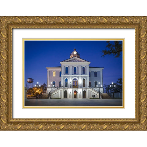 Courthouse Morning Gold Ornate Wood Framed Art Print with Double Matting by Malone, Will