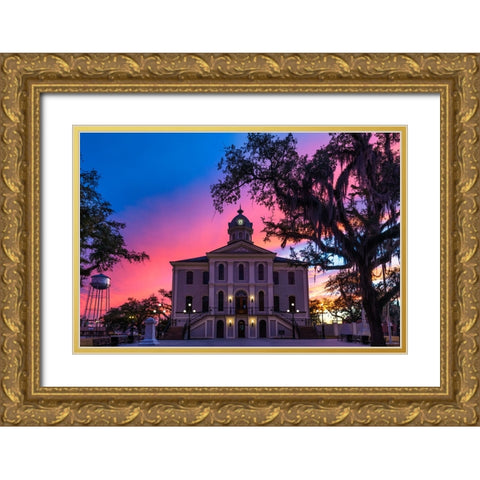 Courthouse Sunset 2 Gold Ornate Wood Framed Art Print with Double Matting by Malone, Will