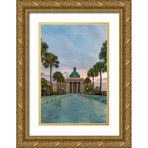 Courthouse Vertical Gold Ornate Wood Framed Art Print with Double Matting by Malone, Will