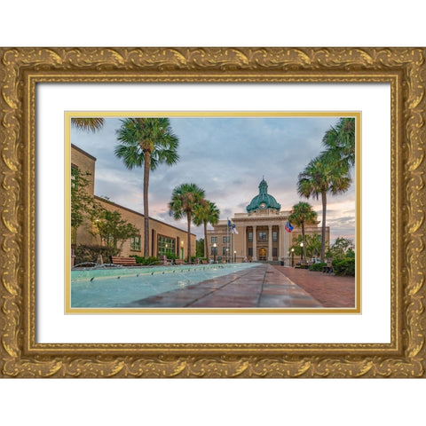 Courthouse 2 Gold Ornate Wood Framed Art Print with Double Matting by Malone, Will