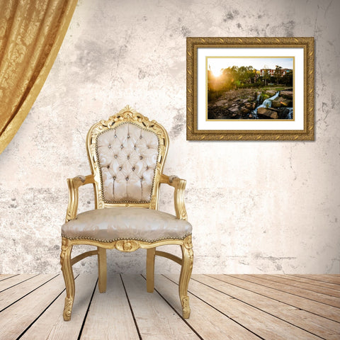 Falls Park 2 24x16 Gold Ornate Wood Framed Art Print with Double Matting by Malone, Will