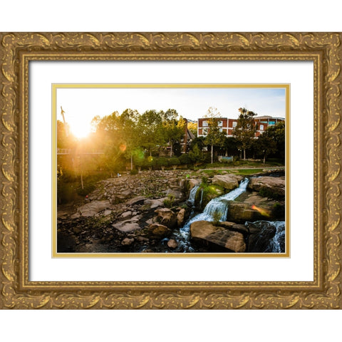 Falls Park 2 24x16 Gold Ornate Wood Framed Art Print with Double Matting by Malone, Will