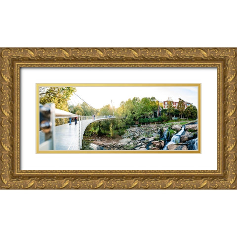 Falls Park Pano 40x16 Gold Ornate Wood Framed Art Print with Double Matting by Malone, Will