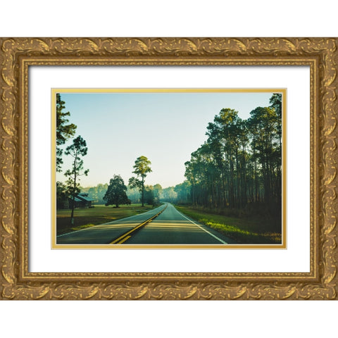 Golden Road Gold Ornate Wood Framed Art Print with Double Matting by Malone, Will
