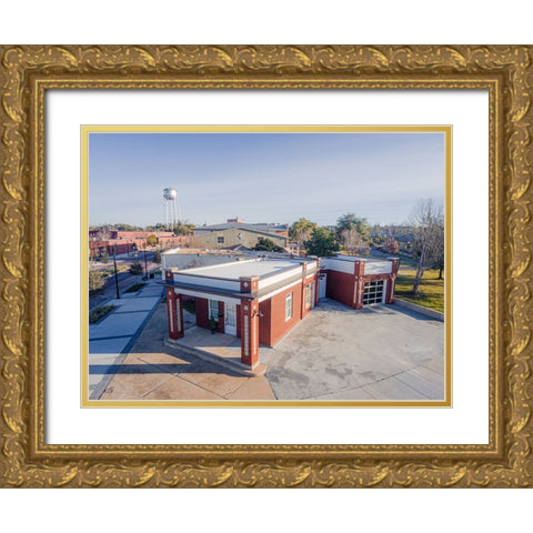 Gulf Oil Aerial Color Gold Ornate Wood Framed Art Print with Double Matting by Malone, Will