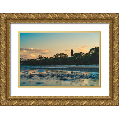 Hunting Island Lighthouse 2 Gold Ornate Wood Framed Art Print with Double Matting by Malone, Will