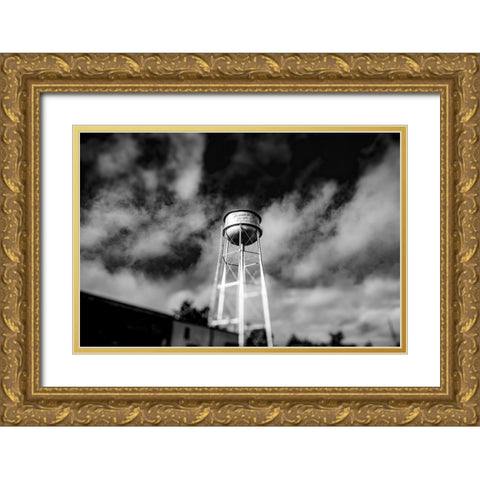 Monochrome Watertower Gold Ornate Wood Framed Art Print with Double Matting by Malone, Will