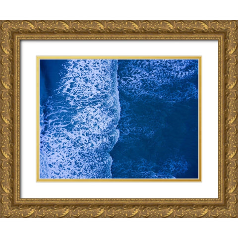 Morning Waves Blue Gold Ornate Wood Framed Art Print with Double Matting by Malone, Will