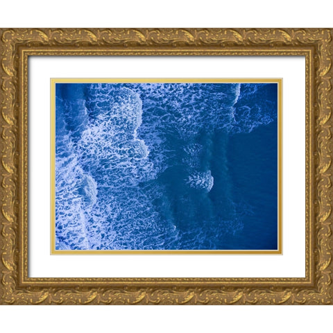 Morning Waves Blue 2 Gold Ornate Wood Framed Art Print with Double Matting by Malone, Will