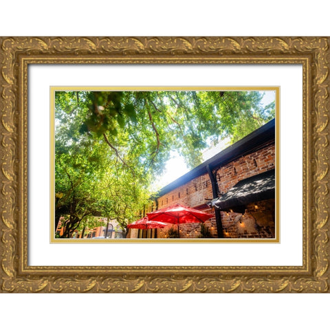 Patio Gold Ornate Wood Framed Art Print with Double Matting by Malone, Will