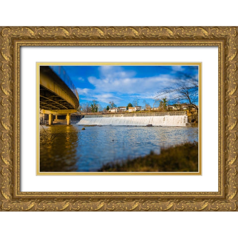 Pelzer Dam Gold Ornate Wood Framed Art Print with Double Matting by Malone, Will