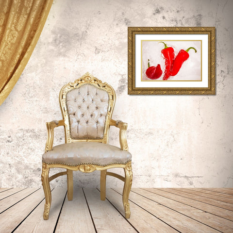 Red Hot 5 Gold Ornate Wood Framed Art Print with Double Matting by Malone, Will