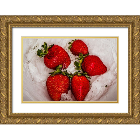 Strawberry Dance 2 Gold Ornate Wood Framed Art Print with Double Matting by Malone, Will