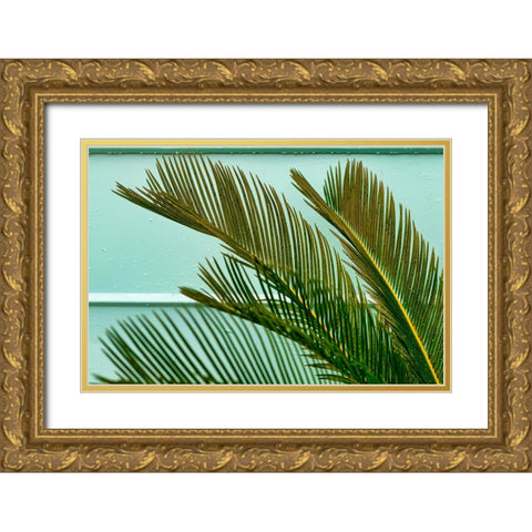 Teal Fern 2 Gold Ornate Wood Framed Art Print with Double Matting by Malone, Will